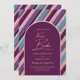 Invitación de boda púrpura turquesa