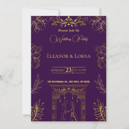 invitación de boda | Púrpura y oro