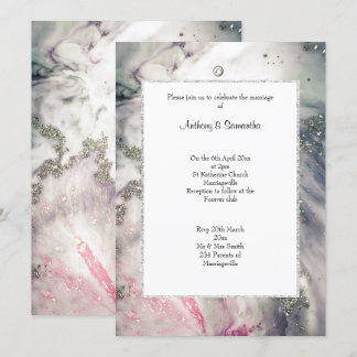 Invitación de BODA PURPURINA LUXE PINK MARBLE