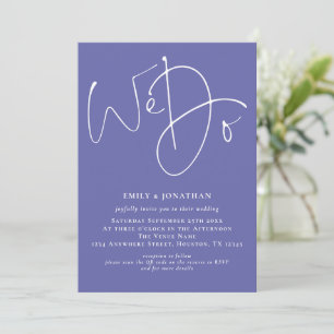 Invitación de Boda QR Azul con Guión We Do