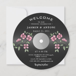 Invitación de Boda QR de Vinilo Retro Vintage