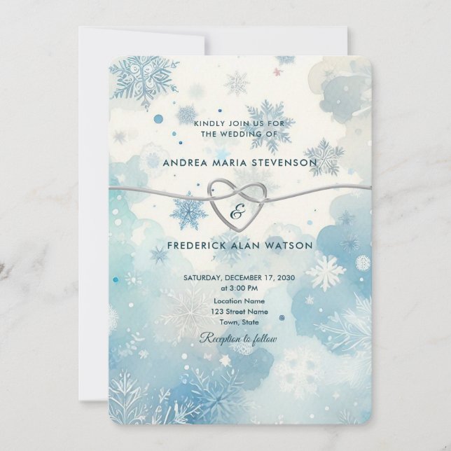 Invitación de boda QR Winter Wonderland (Anverso)