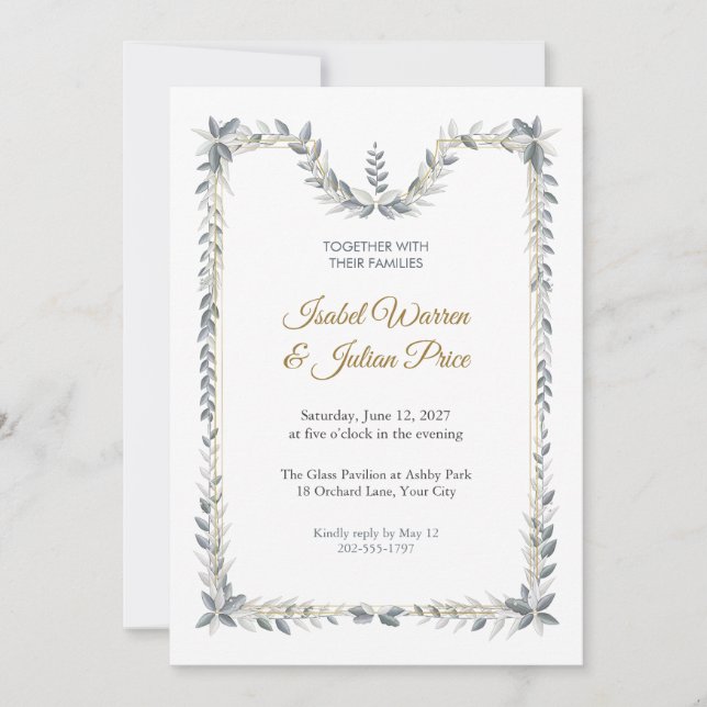 Invitación de boda Quicksilver Demilune (Anverso)