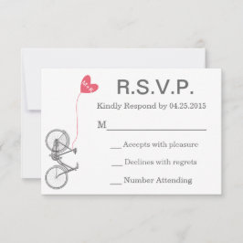 Invitación de boda R.S.V.P. bicicleta y corazón