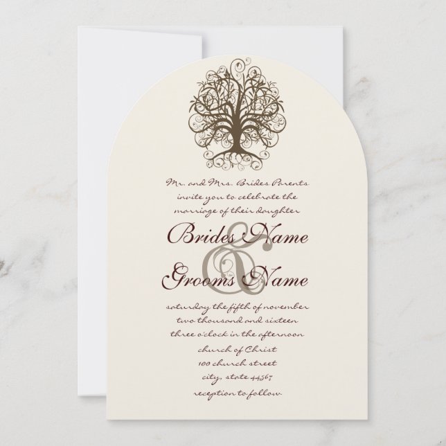 Invitación de boda Raíces de amor con remolino mar (Reverso)