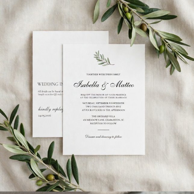 Invitación de Boda Rama de Olivo con Código QR (Subido por el creador)
