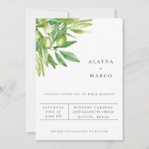 Invitación de boda Rama de Olivo Toscana