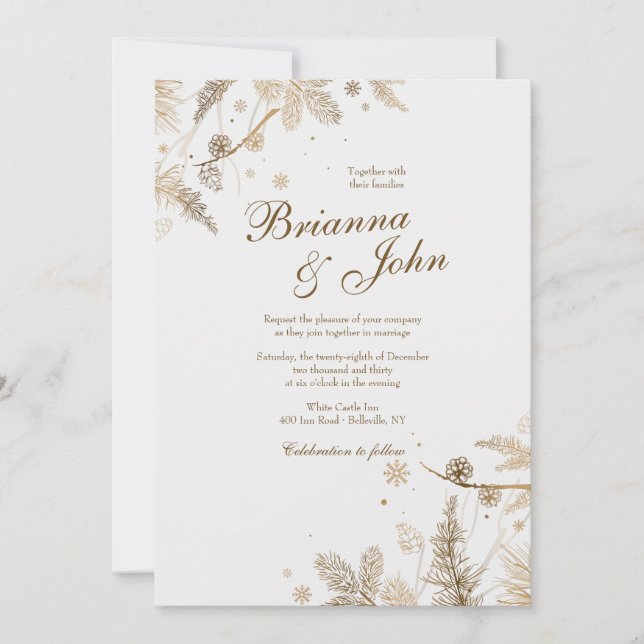 Invitación de boda ramas de invierno (Anverso)