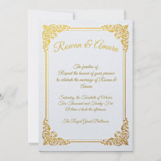 Invitación de Boda Real con Lámina de Oro Elegante
