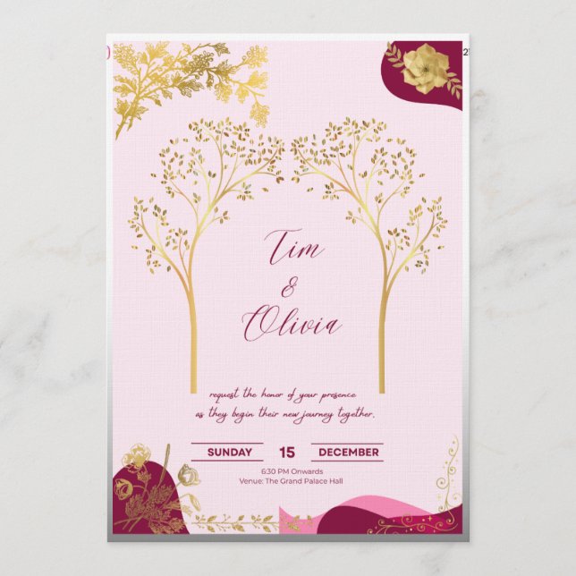 Invitación de boda real elegante (Anverso)