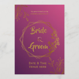 Invitación de boda Real Magenta y Dorado