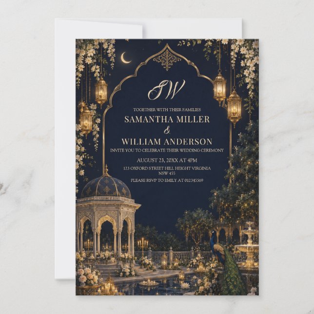 Invitación de boda real mogol (Anverso)