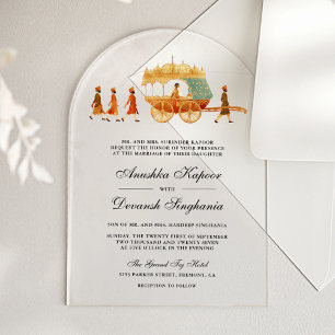 Invitación de Boda Real Vintage Queen Gold Chariot
