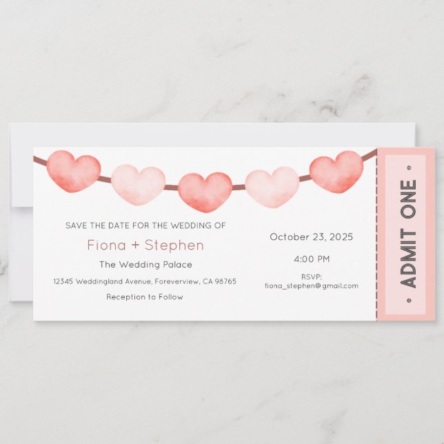 Invitación de Boda, Recepción de Ceremonia de Boda (Anverso)