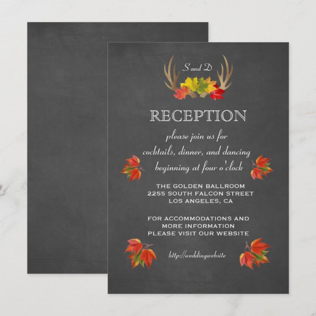 Invitación de Boda | RECEPCIÓN Otoño de Astas Rúst (Anverso / Reverso)