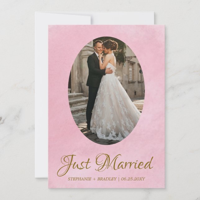 Invitación de Boda recién casada elegante de foto (Anverso)