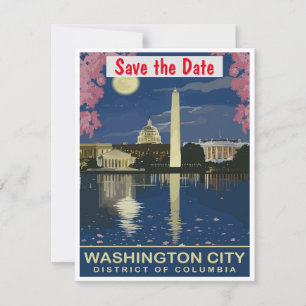 Invitación de boda reflejando Washington DC
