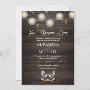 Invitación de boda religiosa cristiana de madera
