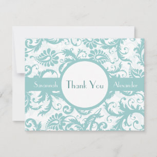 Invitación de boda remolinos damasco azul acua