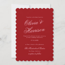 Invitación de boda retro a rayas rosadas rojas