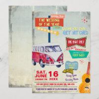 Invitación de boda retro de los 50