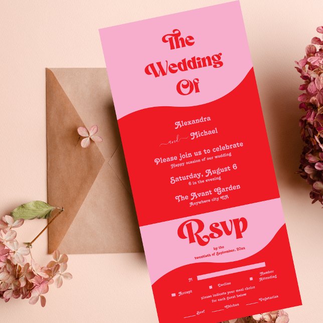 Invitación de Boda Retro de los 70 Todo en Uno con (Subido por el creador)