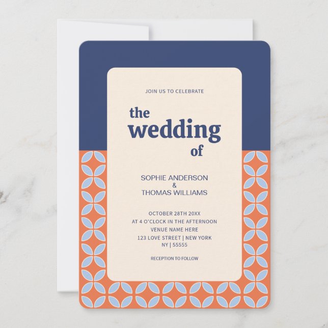 Invitación de Boda Retro de Mitad de Siglo (Anverso)