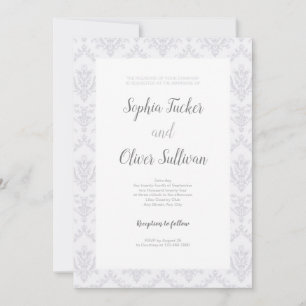 Invitación de boda retro de plata y blanco