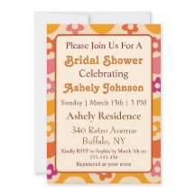 Invitación de boda retro floral groovy de los 70