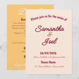 Invitación de boda retro puesta de sol vintage