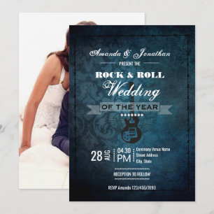 Invitación de boda retro vintage de Rock n Roll