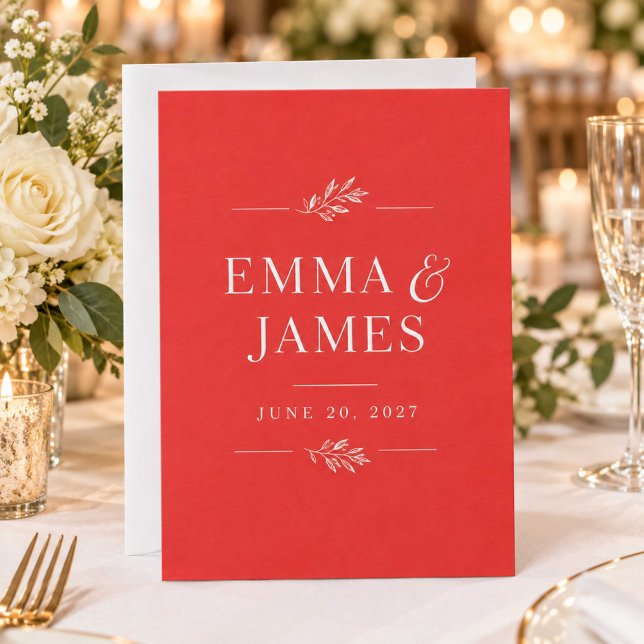 Invitación de boda roja | Borde blanco (Subido por el creador)