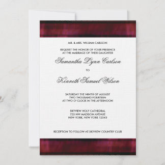 Invitación de boda roja borgoña