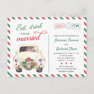 Invitación de boda roja de viaje en vacaciones de