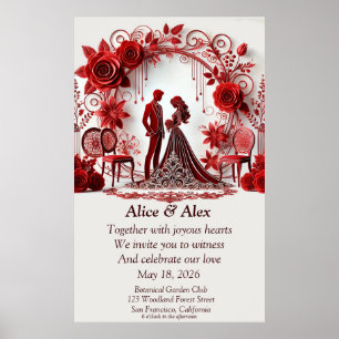 ✨ Invitación de Boda Roja Decoración para Despedid