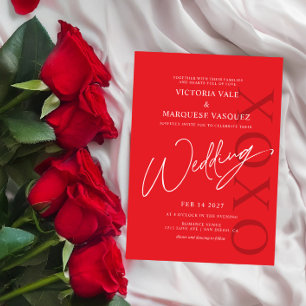 Invitación de boda roja inspirada en San Valentín