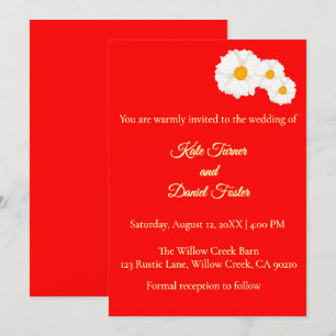Invitación de boda roja minimalista