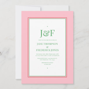Invitación de boda roja, rosa y verde