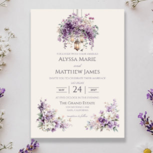 Invitación de boda romance de linterna de jardín d