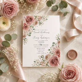 Invitación de boda romance rosa polvorienta