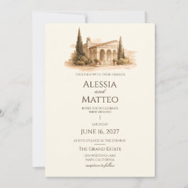 Invitación de boda romance Villa Toscana