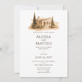 Invitación de boda romance Villa Toscana