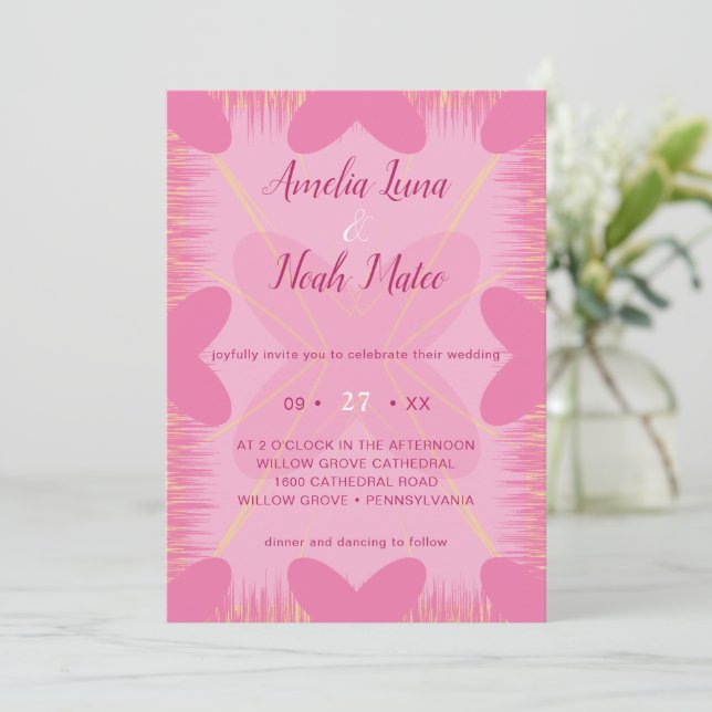 invitación de boda romántica (Anverso de pie)