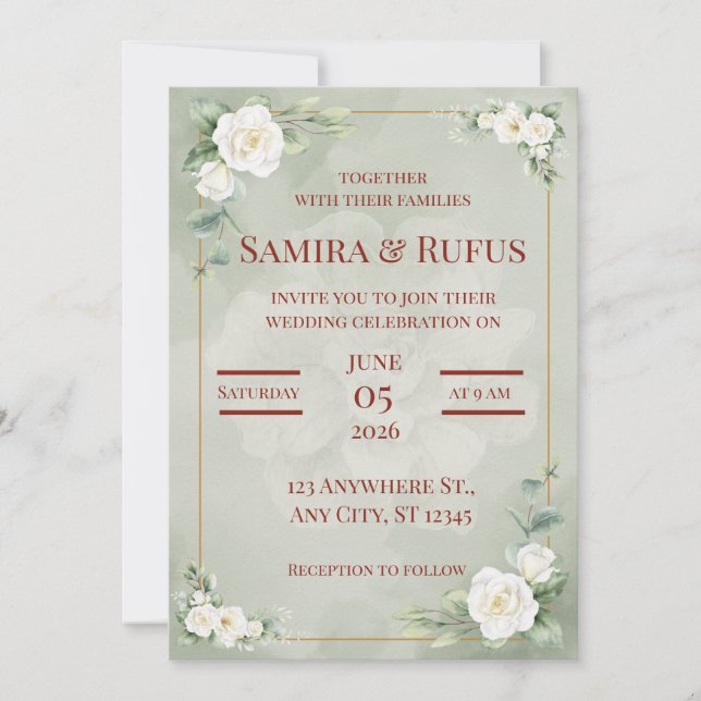 invitación de boda romántica (Anverso)