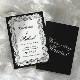 Invitación de boda romántica chic de encaje de pap