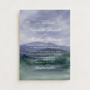 Invitación de boda romántica con acuarela de monta