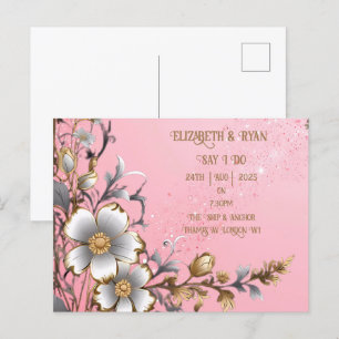 Invitación de Boda Romántica con Flores Caprichosa