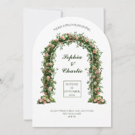 invitación de boda romántica con flores de arco de