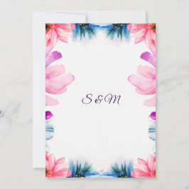 Invitación de boda Romántica con Toque Rosado y Az