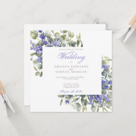 Invitación de boda romántica de eucalipto y lavand